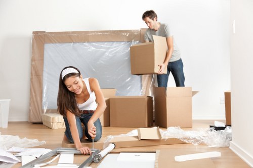 Packing and moving van with recyclable materials in Camden