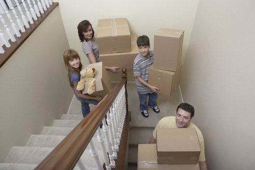 Furniture and household items being prepared for transport during Camden removals